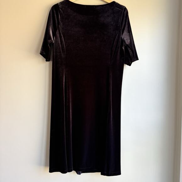 LANDS END Black Velvet Velour Dress Size MP 10-12 Holiday Party Formal Gothic - Picture 13 of 13